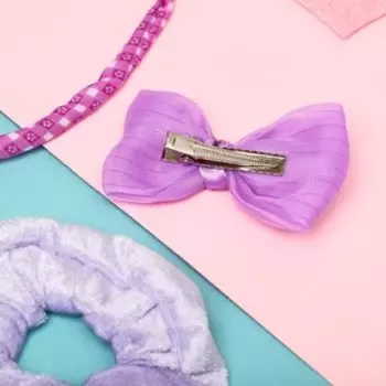 Набор для волос "Солоха" (ободок, зажим, резинка) клетка, сиреневый