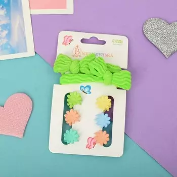 Набор для волос «Сонечка», 8 шт.: 2 резинки, 6 крабиков 1.1 см, бантики полоски цветочки