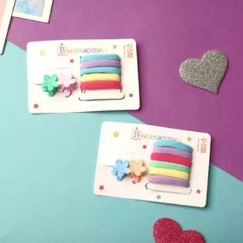 Набор для волос "Соня" (5 резинок, 2 краба) цветочек, микс