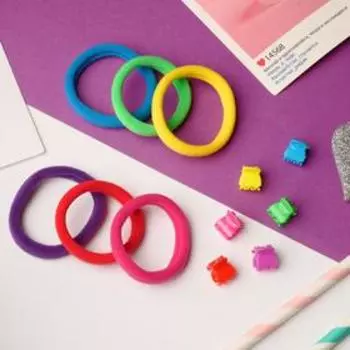 Набор для волос «Спорт», 12 шт.: 6 резинок, 6 крабиков, радуга