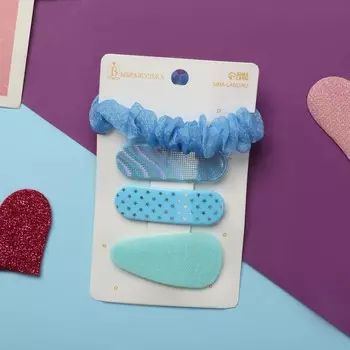 Набор для волос «Толиман», 4 шт.: 1 резинка 6 см, 3 невидимки 5 см, голубой