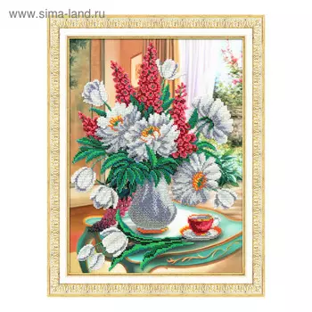 Набор для вышивки бисером «Пионы и левкои»