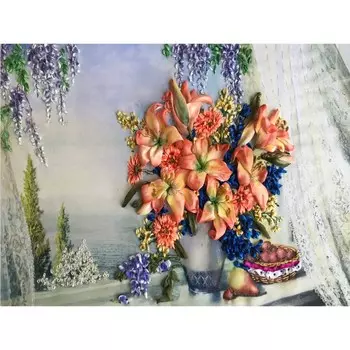 Набор для вышивки лентами и счетным крестом «Летний бриз», 22.536.5 см