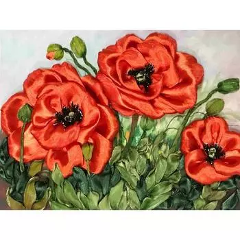 Набор для вышивки лентами «Маки»