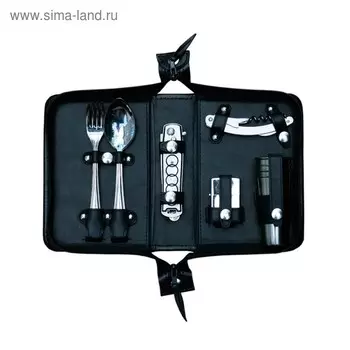 Набор дорожный в сумке из натуральной кожи (на 4 персоны)