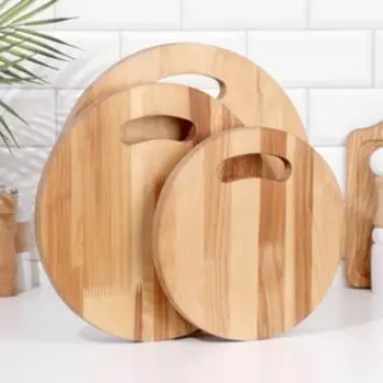 Набор деревянных разделочных досок на подставке «Круг», d=351.8 см, 301.8 см, 251.8 см