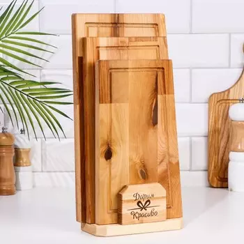 Набор досок разделочных «Парус», в кассете, 38221.8 см, 34201.8 см, 30181.8 см