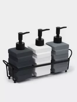 Набор дозаторов для ванной SAVANNA «Геометрия», 3 предмета с подставкой