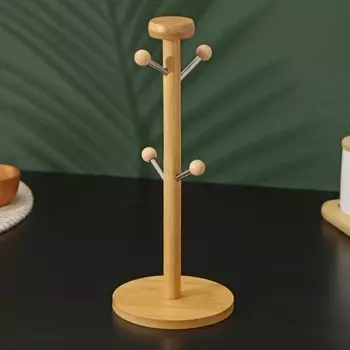 Набор кружек BellaTenero, 300 мл, 4 шт., на бамбуковой подставке, фарфор, белый