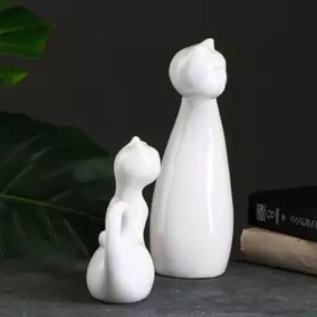 Набор фигур "Кошки" белый. 17х7х16см/17х9х27см