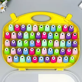 Набор фигурных дыроколов в сундуке d=1 см, 58 шт., МИКС