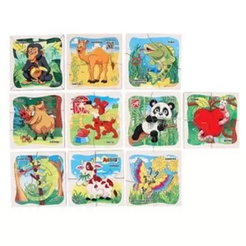 Набор фигурных пазлов из дерева «Кто, что ест»