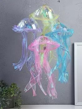 Набор фигурок светящихся «Медузы», 4 шт., подвесные, LED-ночник, RGB, 3хAG13, 202050 см