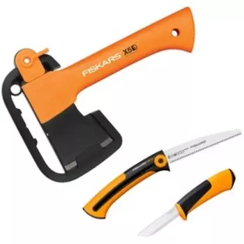 Набор "Fiskars" Универсальный топор Х5 + Пила + Универсальный нож