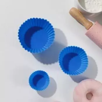 Набор форм для выпечки Доляна «Риб. Круг», силикон, 3 шт, 94 см, 73,5 см, 52,5 см, цвет голубой