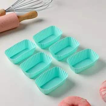 Набор форм для выпечки Доляна «Риб.Прямоугольник», силикон, 6 шт, 84,52,5 см , цвет мятный