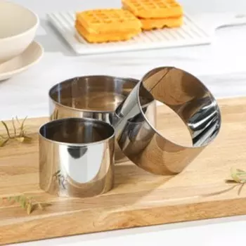 Формы для выкладки и выпечки KONFINETTA «Круг», набор 3 шт., d=8 см, d=10 см, d=12 см, нержавеющая сталь, серебристый