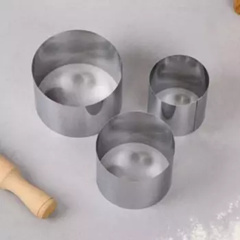 Набор форм для выпечки "Круг", D- 8/10/12, H- 8,5 см, 3 шт