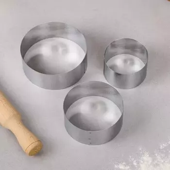 Набор форм для выпечки "Круг", D- 8/10/12, H- 5 см, 3 шт