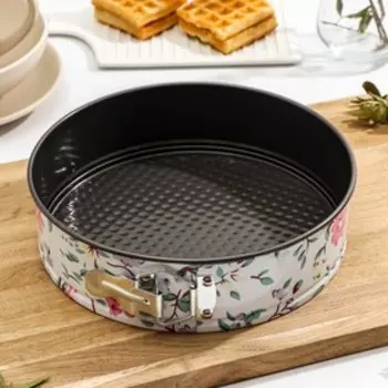 Набор форм для выпечки разъёмных Доляна «Цветочное поле», 3 предмета: d=28/26/24 см, антипригарное покрытие, цвет белый