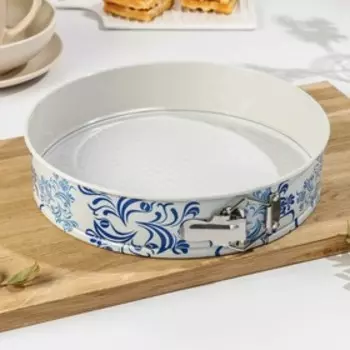 Набор форм для выпечки разъёмных Доляна «Филиси. Круг», 3 предмета: d=24/26/28 см, керамическое покрытие, цвет белый