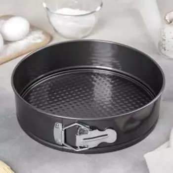 Набор форм для выпечки Доляна «Элин. Круг», 3 предмета: d=24/26/28 см, съёмное дно, антипригарное покрытие, чёрный