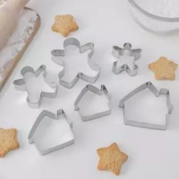 Набор форм для вырезания печенья Доляна «Человечек, домик», 7×13 см, 6 шт