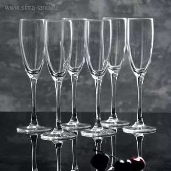 Бокалы для шампанского Luminarc «Эталон», 170 мл, стекло, набор 6 шт., стекло, прозрачнаые