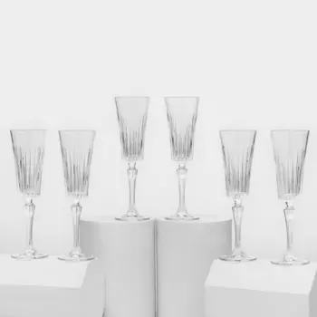 Набор фужеров для шампанского RCR Timeless, 210 мл, хрустальное стекло, 6 шт