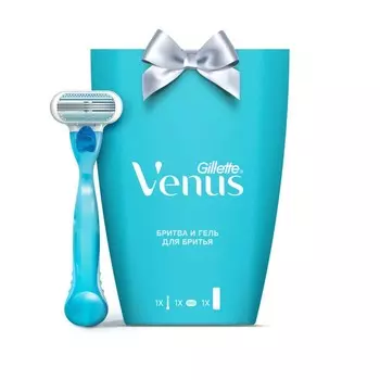 Набор Gillette Venus: бритва с 1 сменной кассетой + гель для бритья Satin care, 75 мл