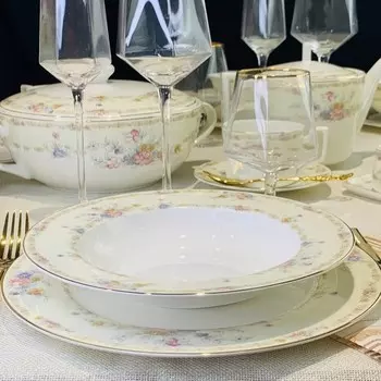 Набор глубоких тарелок Lenardi Fleur, костяной фарфор, d=23 см, 6 шт