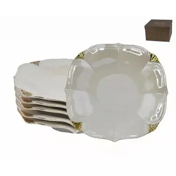 Набор глубоких тарелок Lenardi «Перламутр белый», фарфор, 21 см, 6 шт