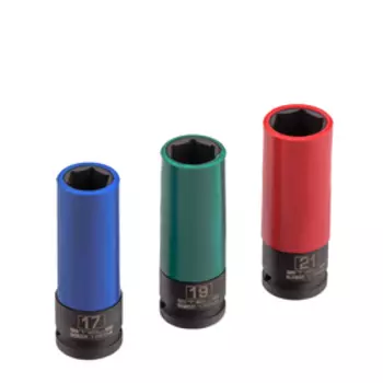 Набор головок Stels 13953, 17/19/21 мм, 1/2", ударные, шестигранные, удлиненные, для колесных дисков