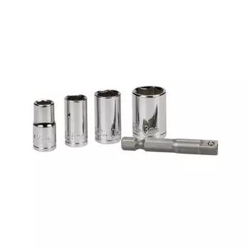 Набор головок торцевых+адаптер KWB, 50 мм, адаптер 1/4"HEX-1/4"DR, головки d=7,8,10,13