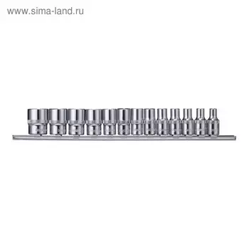 Набор головок торцевых Ombra 914013, на держателе рельс 1/4", 4-14 мм, 13 предметов