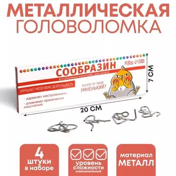 Набор металлических головоломок «Сообразин», 4 шт.