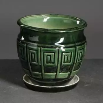 Горшок для цветов «Меандр», керамика, с поддоном, набор 3 шт.,: 1.2 л, 3 л, 10 л