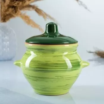 Горшки для запекания Борисовская керамика «Классика», 500 мл, набор 6 шт, керамика, зелёные