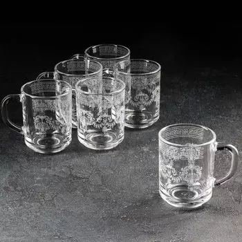 Набор гравированных кружек «Барокко», 200 мл, 6 шт