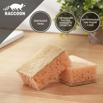 Набор губок для мытья посуды Raccoon «Ренессанс», 2 шт., 96.53.5 см, крупнопористый поролон, бежевый