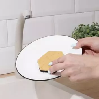 Губки для тефлоновой посуды Доляна, 3 шт, в вакуумной упаковке