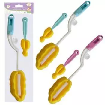 Набор губок-ершиков для мытья бутылочек и соски, 2 шт, цвет МИКС