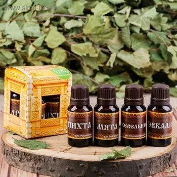 Набор эфирных масел, 4 шт. «Хозяину в русскую баньку» 15 мл