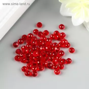 Набор хрустальных бусин, тёмно-красн. прозрачные 2х3 мм, 70-75 шт/упак