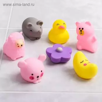 Набор резиновых игрушек для ванны Крошка Я «Милые игрушки», с пищалкой, 7 шт