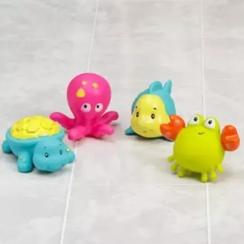 Резиновые игрушки для ванны Крошка Я «Морские друзья», в наборе 4 шт., виды МИКС