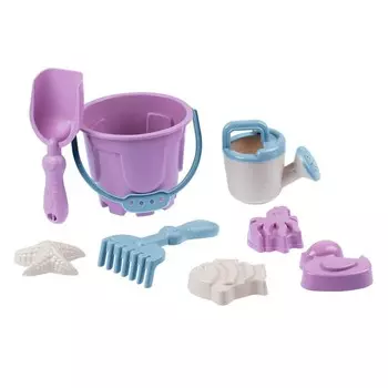 Набор игрушек для песочницы: ведро 1.2 л, лопатка, грабли,4 формочки, лейка 0.2 л, бледно-розовый