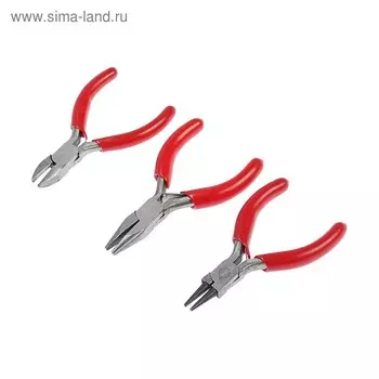 Набор инструментов ЛОМ, круглогубцы, длинногубцы и бокорезы, обрезиненные рукоятки, 80 мм