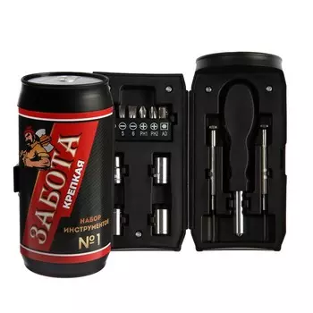 Набор инструментов ТУНДРА, подарочный пластиковый кейс «Банка», 13 предметов