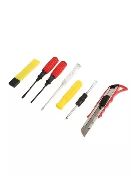 Набор инструментов в блистере ЛОМ, нож, отвертки PH1 и SL5, 2 в 1, индикаторная, 5 шт.